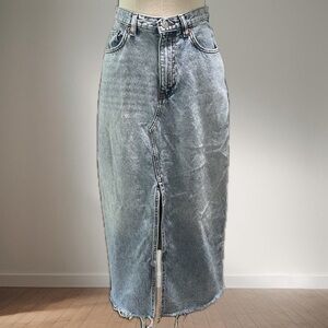 Mango Blue Denim Midi Skirt